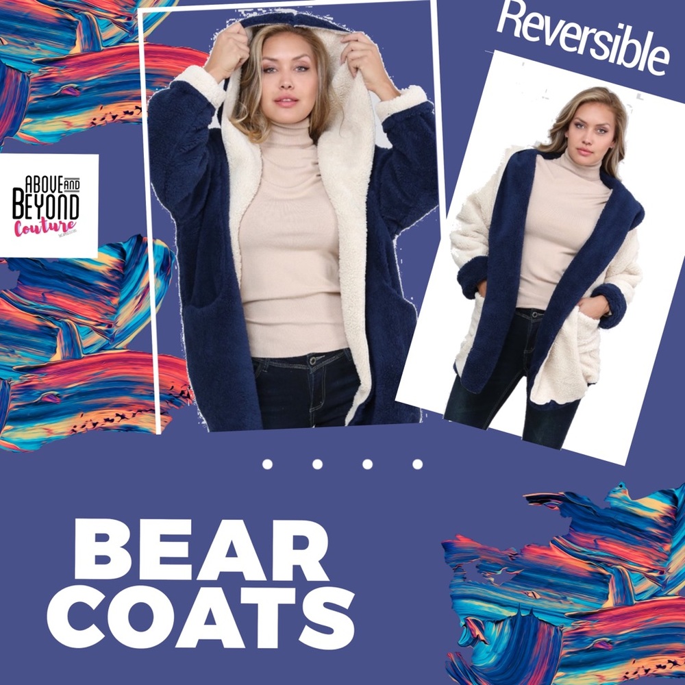 Reversible navy bear coat
